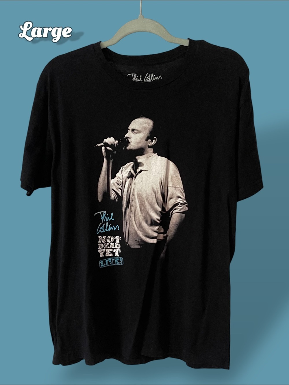 Phil Collins - Not Dead Yet Live 2018 Women's Large Black Graphic Tee